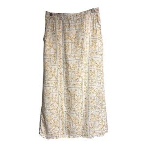 joie 100% linen yellow floral skirt Size Medium